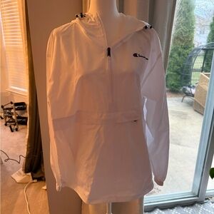 Champion White Tag with Navy and Red Logo